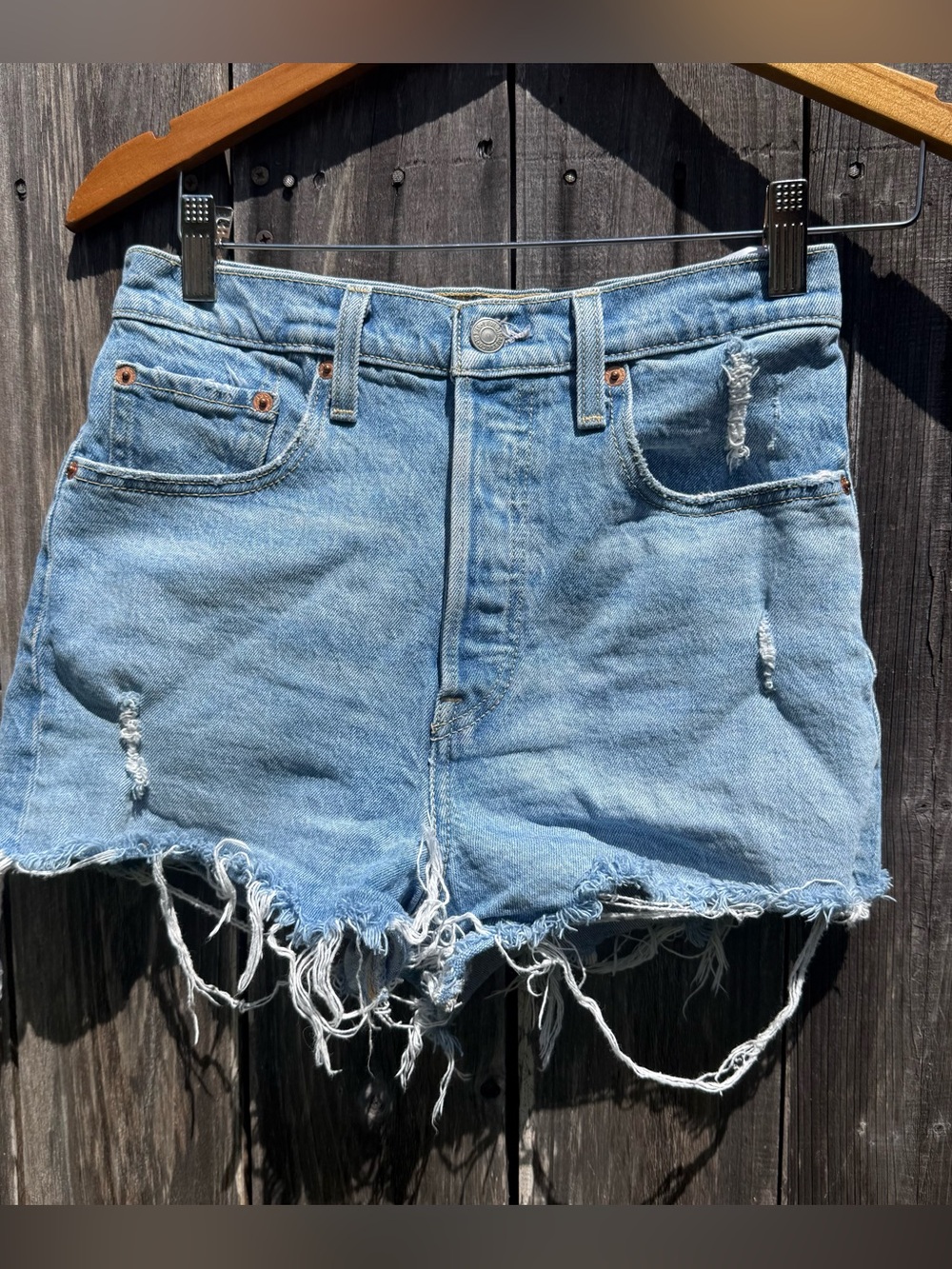 Blue Levi's Ribcage Denim Shorts